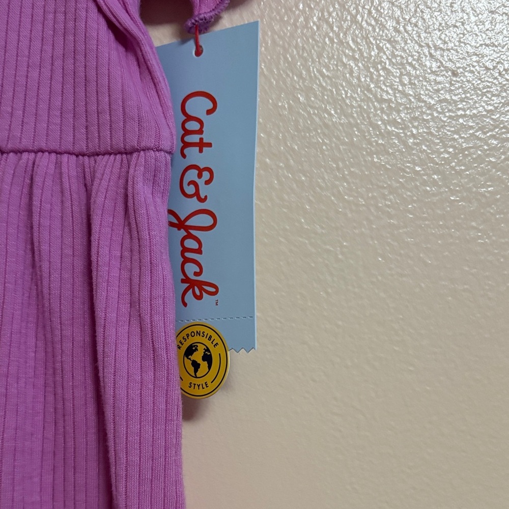 Cat & Jack Girls' Lavender Ribbed Short-Sleeve Dress - Picture 2 of 3